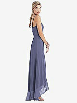 Side View Thumbnail - French Blue Scoop Neck Ruffle-Trimmed High Low Maxi Dress