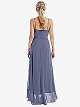 Rear View Thumbnail - French Blue Scoop Neck Ruffle-Trimmed High Low Maxi Dress