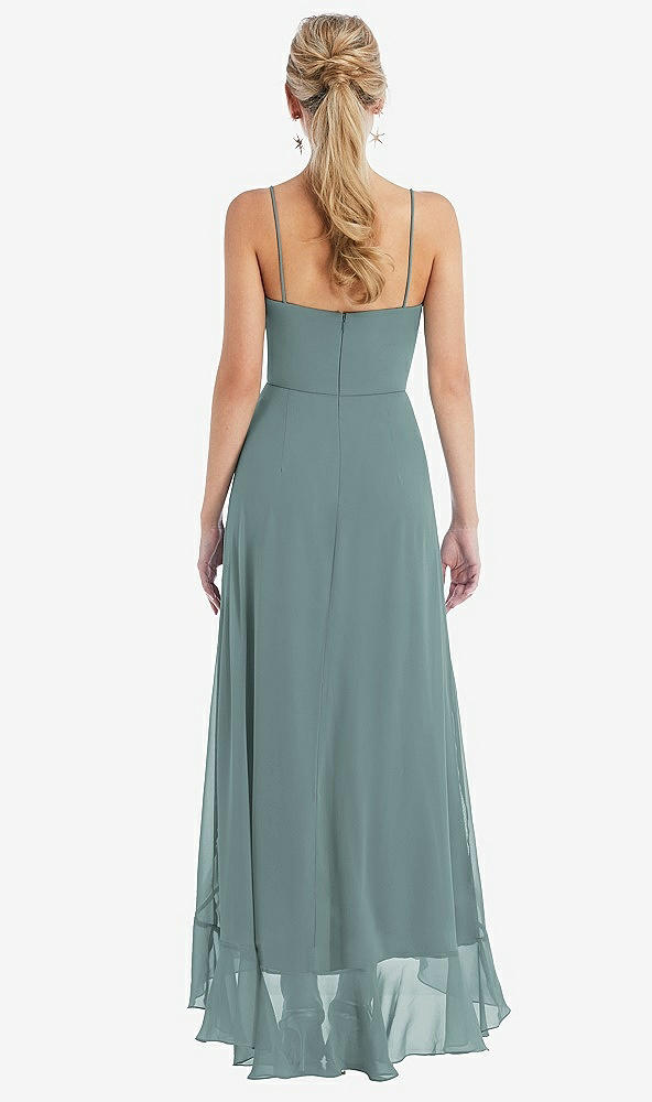 Back View - Icelandic Scoop Neck Ruffle-Trimmed High Low Maxi Dress