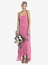 Alt View 1 Thumbnail - Orchid Pink Scoop Neck Ruffle-Trimmed High Low Maxi Dress