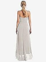 Rear View Thumbnail - Oyster Scoop Neck Ruffle-Trimmed High Low Maxi Dress