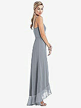 Side View Thumbnail - Platinum Scoop Neck Ruffle-Trimmed High Low Maxi Dress
