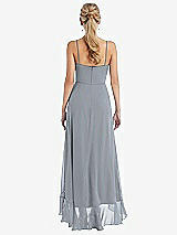 Rear View Thumbnail - Platinum Scoop Neck Ruffle-Trimmed High Low Maxi Dress
