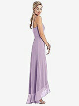 Side View Thumbnail - Pale Purple Scoop Neck Ruffle-Trimmed High Low Maxi Dress