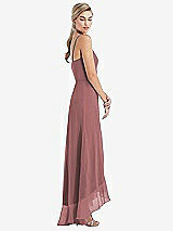Side View Thumbnail - Rosewood Scoop Neck Ruffle-Trimmed High Low Maxi Dress