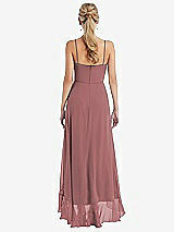 Rear View Thumbnail - Rosewood Scoop Neck Ruffle-Trimmed High Low Maxi Dress