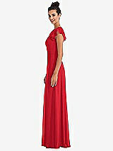 Side View Thumbnail - Parisian Red Flutter Sleeve V-Keyhole Chiffon Maxi Dress