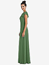 Side View Thumbnail - Vineyard Green Flutter Sleeve V-Keyhole Chiffon Maxi Dress