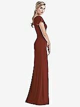Side View Thumbnail - Auburn Moon One-Shoulder Cap Sleeve Trumpet Gown with Front Slit