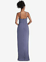 Rear View Thumbnail - French Blue Halter Draped Tulip Skirt Maxi Dress
