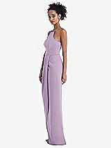 Side View Thumbnail - Pale Purple Halter Draped Tulip Skirt Maxi Dress