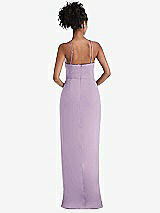 Rear View Thumbnail - Pale Purple Halter Draped Tulip Skirt Maxi Dress