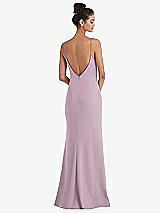 Rear View Thumbnail - Suede Rose Open-Back High-Neck Halter Trumpet Gown