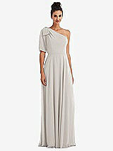 Front View Thumbnail - Oyster Bow One-Shoulder Flounce Sleeve Maxi Dress