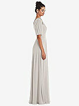 Side View Thumbnail - Oyster Bow One-Shoulder Flounce Sleeve Maxi Dress