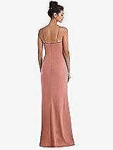 Rear View Thumbnail - Desert Rose Notch Crepe Trumpet Gown with Front Slit