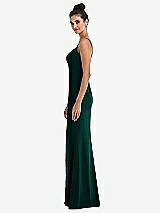 Side View Thumbnail - Evergreen Notch Crepe Trumpet Gown with Front Slit