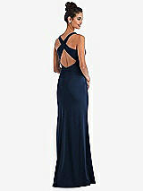 Front View Thumbnail - Midnight Navy Criss-Cross Cutout Back Maxi Dress with Front Slit