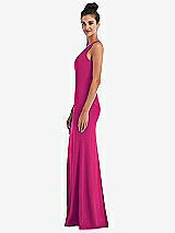 Side View Thumbnail - Think Pink Criss-Cross Cutout Back Maxi Dress with Front Slit
