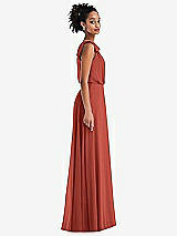Side View Thumbnail - Amber Sunset One-Shoulder Bow Blouson Bodice Maxi Dress