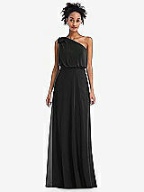 Front View Thumbnail - Black One-Shoulder Bow Blouson Bodice Maxi Dress