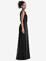 Side View Thumbnail - Black One-Shoulder Bow Blouson Bodice Maxi Dress