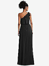 Rear View Thumbnail - Black One-Shoulder Bow Blouson Bodice Maxi Dress
