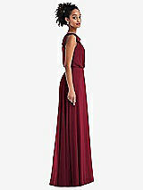 Side View Thumbnail - Burgundy One-Shoulder Bow Blouson Bodice Maxi Dress