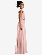 Side View Thumbnail - Rose - PANTONE Rose Quartz One-Shoulder Bow Blouson Bodice Maxi Dress
