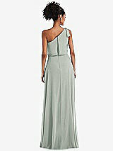 Rear View Thumbnail - Willow Green One-Shoulder Bow Blouson Bodice Maxi Dress