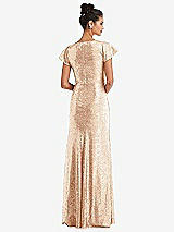 Rear View Thumbnail - Rose Gold Cap Sleeve Wrap Bodice Sequin Maxi Dress