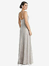 Rear View Thumbnail - Taupe Metallic Lace Trumpet Dress with Adjustable Spaghetti Straps