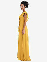 Side View Thumbnail - NYC Yellow Ruffle-Trimmed V-Back Chiffon Maxi Dress