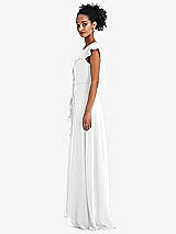 Side View Thumbnail - White Ruffle-Trimmed V-Back Chiffon Maxi Dress