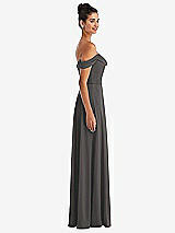 Side View Thumbnail - Caviar Gray Off-the-Shoulder Draped Neckline Maxi Dress