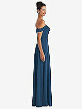 Side View Thumbnail - Dusk Blue Off-the-Shoulder Draped Neckline Maxi Dress