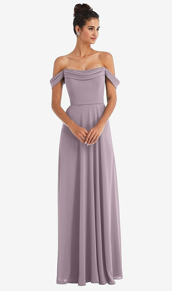 Front View - Lilac Dusk Off-the-Shoulder Draped Neckline Maxi Dress