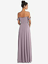 Rear View Thumbnail - Lilac Dusk Off-the-Shoulder Draped Neckline Maxi Dress