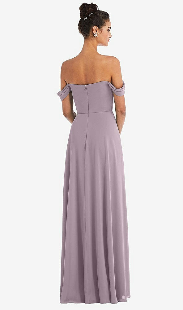 Back View - Lilac Dusk Off-the-Shoulder Draped Neckline Maxi Dress