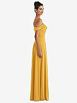 Side View Thumbnail - NYC Yellow Off-the-Shoulder Draped Neckline Maxi Dress