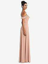Side View Thumbnail - Pale Peach Off-the-Shoulder Draped Neckline Maxi Dress
