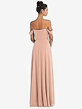 Rear View Thumbnail - Pale Peach Off-the-Shoulder Draped Neckline Maxi Dress