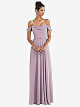 Front View Thumbnail - Suede Rose Off-the-Shoulder Draped Neckline Maxi Dress