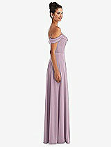 Side View Thumbnail - Suede Rose Off-the-Shoulder Draped Neckline Maxi Dress