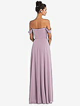 Rear View Thumbnail - Suede Rose Off-the-Shoulder Draped Neckline Maxi Dress