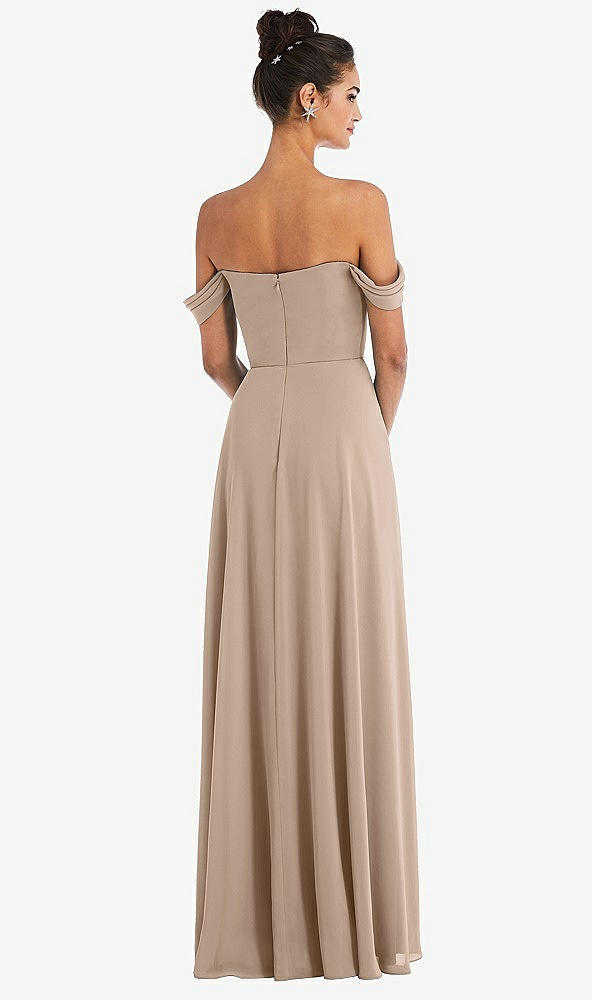 Back View - Topaz Off-the-Shoulder Draped Neckline Maxi Dress