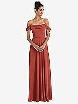 Front View Thumbnail - Amber Sunset Off-the-Shoulder Draped Neckline Maxi Dress