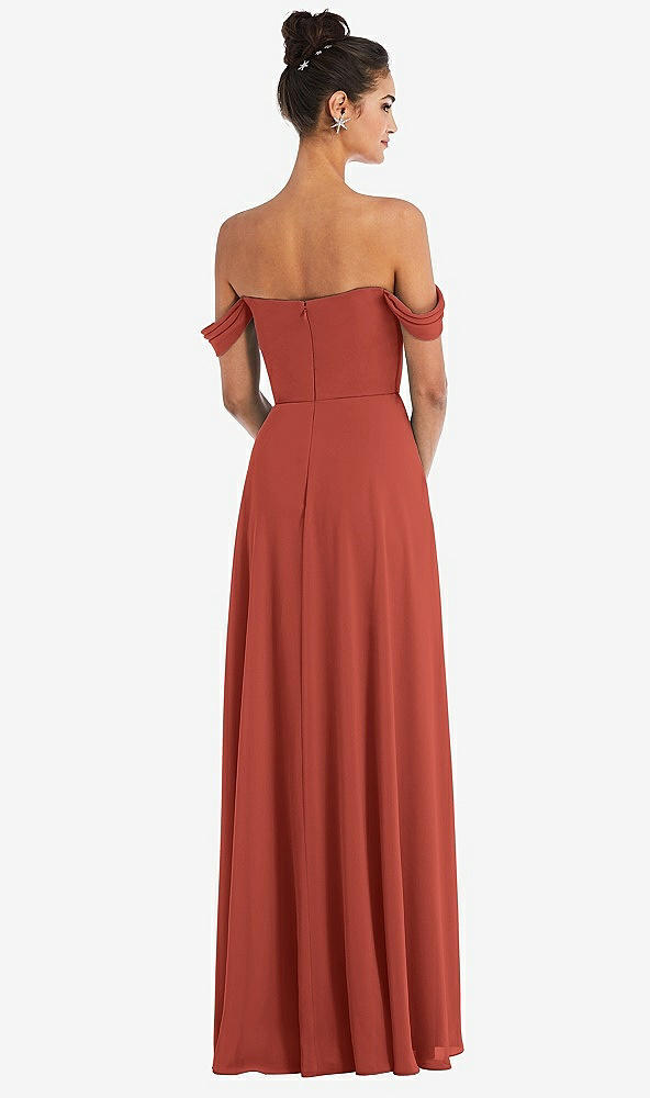 Back View - Amber Sunset Off-the-Shoulder Draped Neckline Maxi Dress