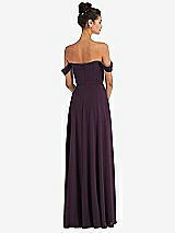 Rear View Thumbnail - Aubergine Off-the-Shoulder Draped Neckline Maxi Dress