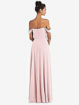 Rear View Thumbnail - Ballet Pink Off-the-Shoulder Draped Neckline Maxi Dress